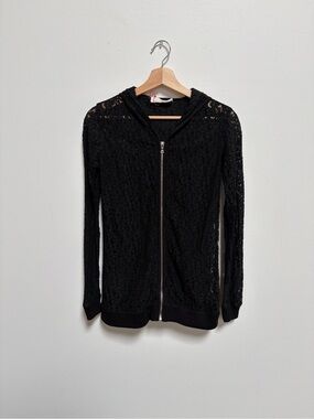 Fleur du Mal Black Lace Zip Hoodie